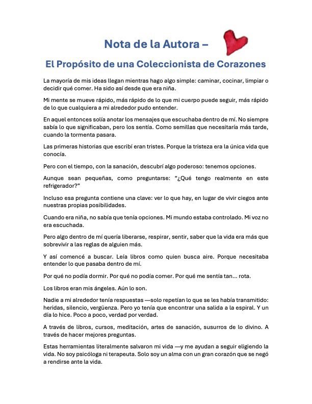 Nota de la Autora excerpt for the book 1